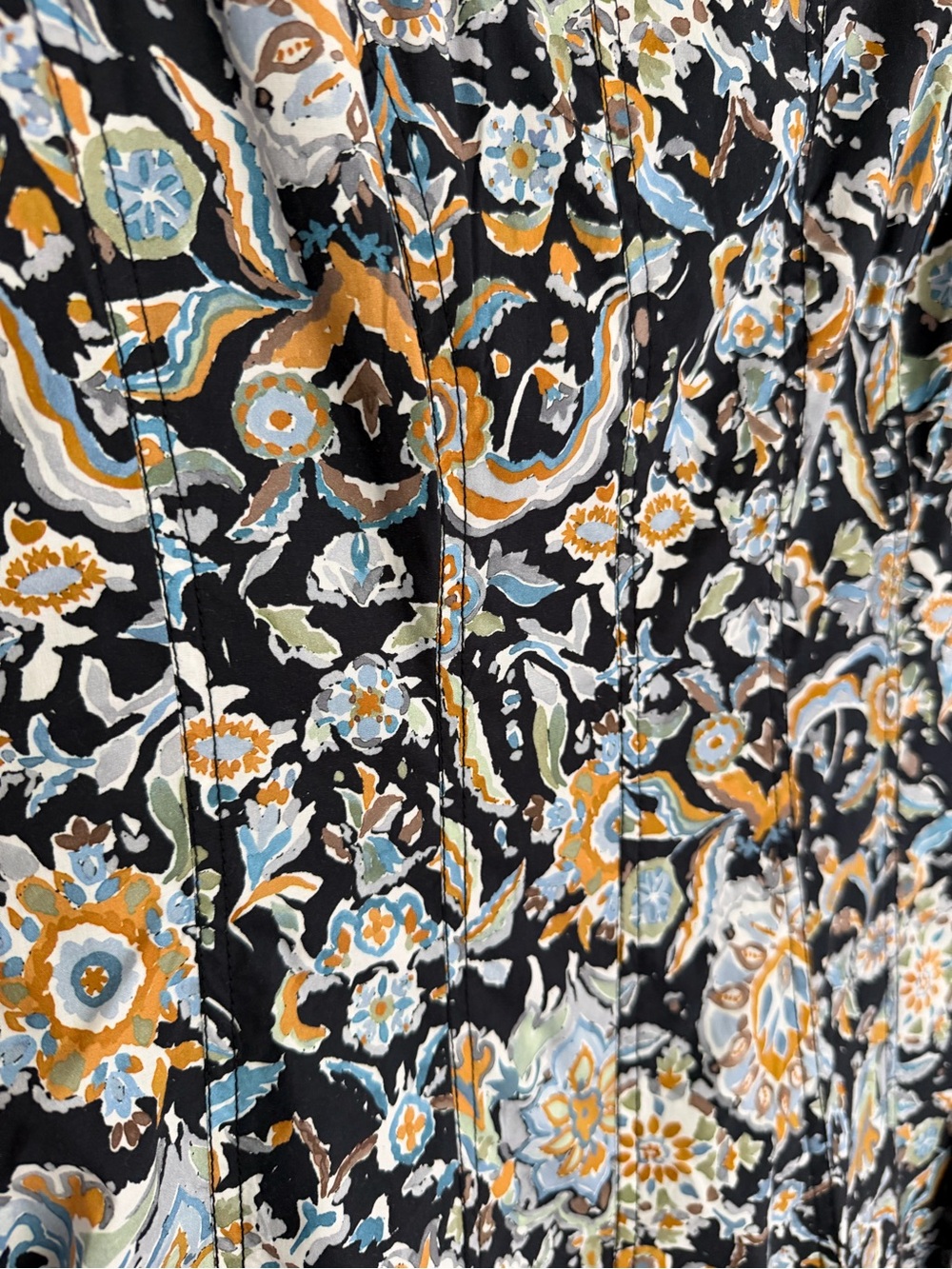 Veronica Beard Jolie Black Gold Blue Floral Paisley Sleeveless A-Line Midi Dress - Picture 7 of 17